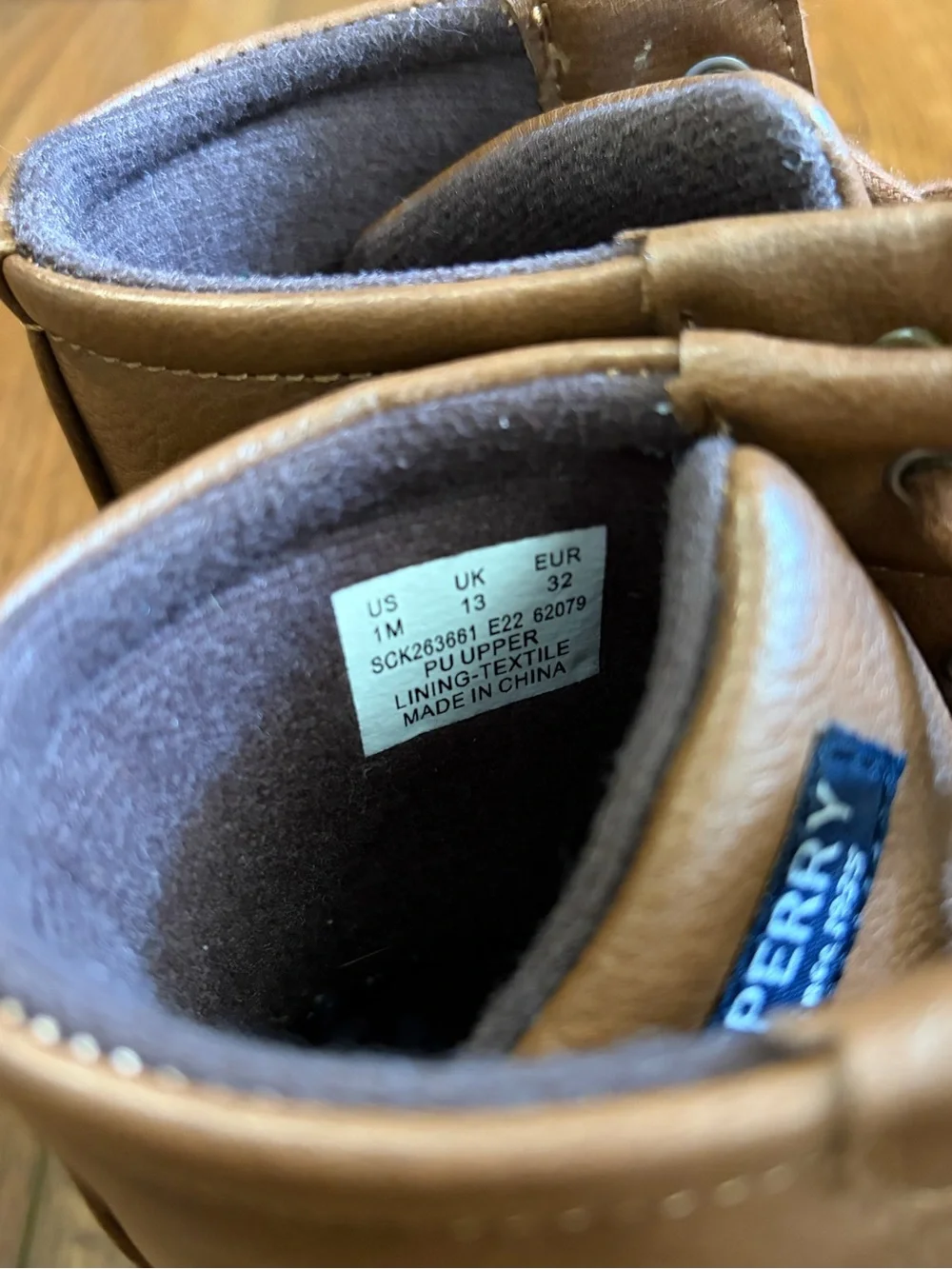 Sperry Kids Two-Tone Duck Boots in Blue and Brown